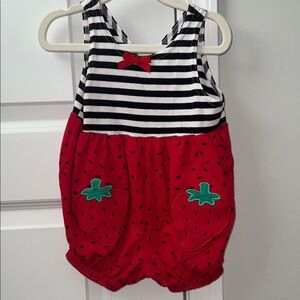 VINTAGE 90s Striped Strawberry Baby Romper/Bubble